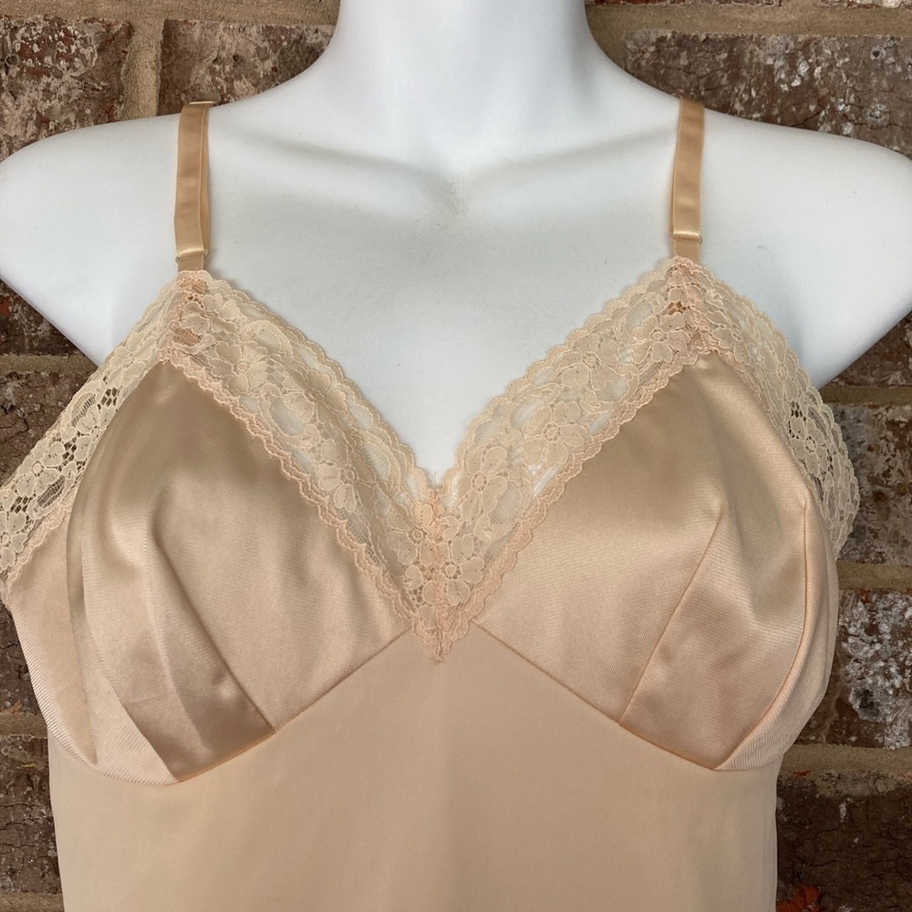 Cream slip dress vintage Nylon lace Size Small - Picture 5 of 9